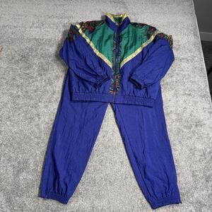 Vintage Active Frontier Tracksuit Womens PL Petite Multicolor Geometric 2 Piece